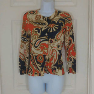 J. CREW~PAISLEY CARDIGAN~SZ M